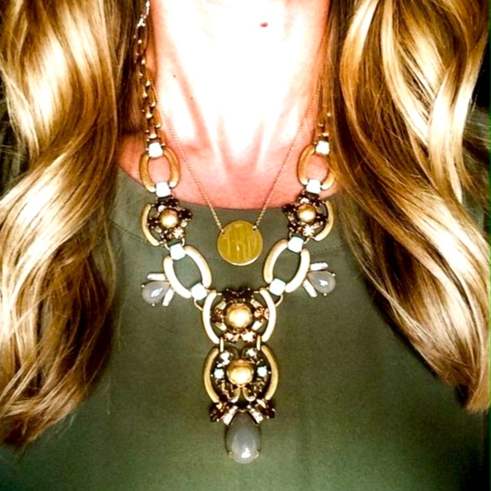Stella & Dot | Mint/Cognac/Gray Gold Livvy NEW Statement Necklace - Picture 12 of 16